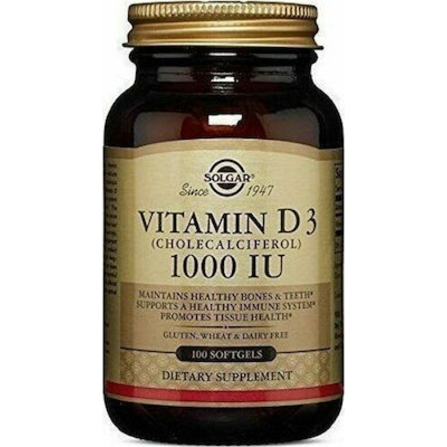 SOLGAR Vitamin D3 1000 IU (25μg), 100softgels