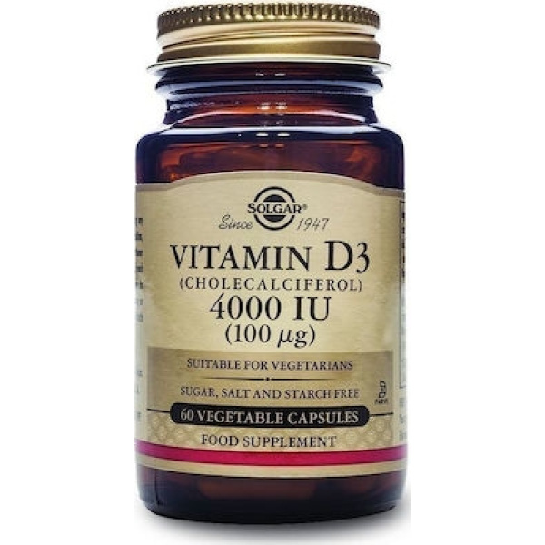 SOLGAR Vitamin D3 4000IU (100μg) 60Veg.Caps