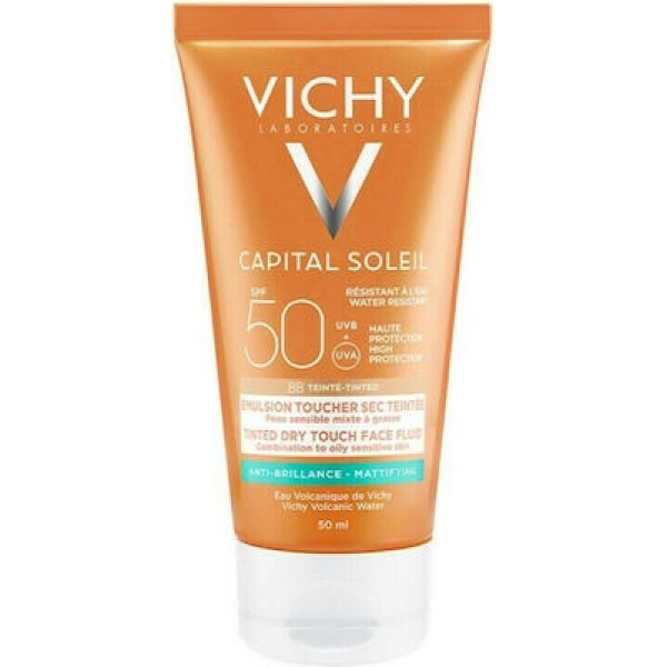 VICHY Ideal Soleil BB Tinted Dry Touch Face Fluid Matte SPF50 Αντηλιακή Κρέμα Προσώπου με Χρώμα & Ματ Αποτέλεσμα, 50ml
