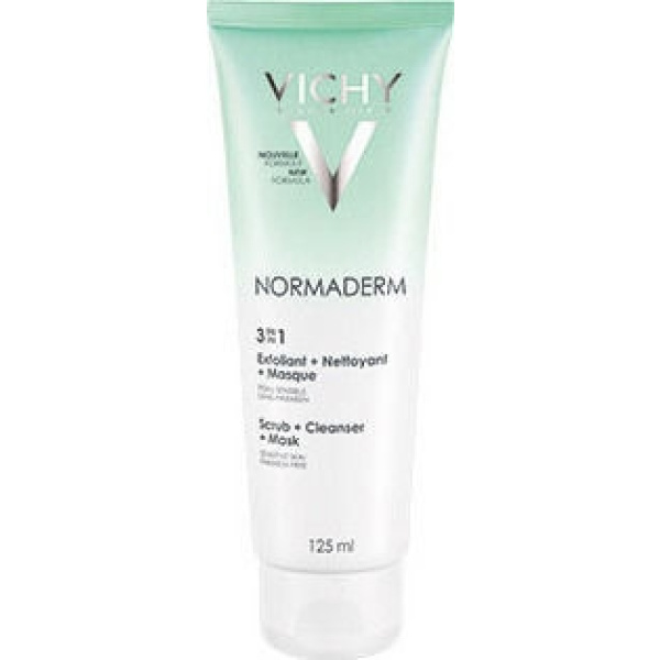 VICHY Normaderm Exfoliant & Nettoyant & Masque 3 σε 1 Απολέπιση, Καθαρισμός & Μάσκα για Λιπαρές Επιδερμίδες, 125 ml