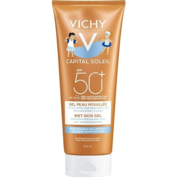 VICHY Capital Soleil Wet Skin Gel Kids SPF50+ Παιδικό Αντηλιακό Ανθεκτικό στο Νερό με Πολύ Υψηλή Προστασία, 200ml