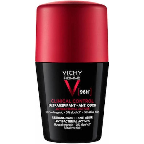 VICHY Homme Clinical Control 96h Detranspirant Anti-Odor Deodorant Roll-on Αποσμητικό για Ευαίσθητες Επιδερμίδες, 50ml