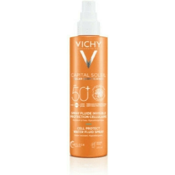 VICHY Capital Soleil Cell Protect Water Fluid Spray SPF50+ Αντηλιακό Spray για Πρόσωπο & Σώμα, 200ml