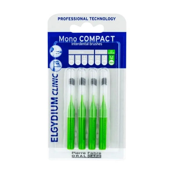 ELGYDIUM Clinic Mono Compact Interdental Brushes Green Μεσοδόντια Βουρτσάκια Πράσινο 1.1 4 Τεμάχια