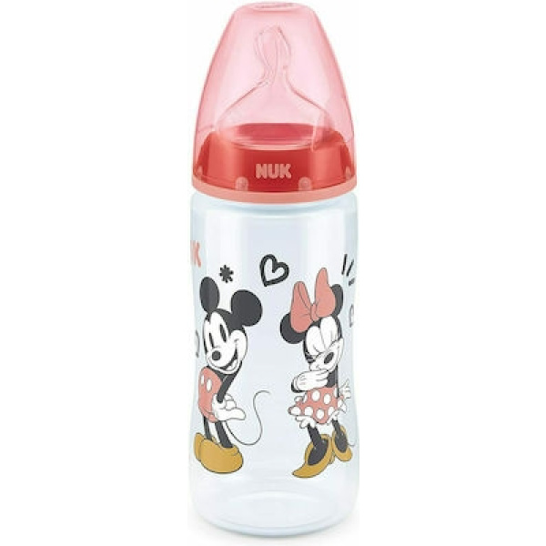 NUK Πλαστικό Μπιμπερό First Choice Plus Mickey & Minnie Κατά των Κολικών με Θηλή Σιλικόνης 300ml για 6-18 μηνών