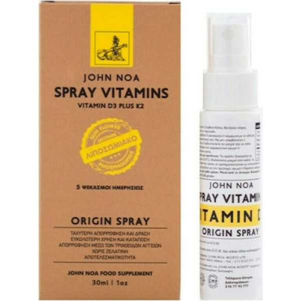 JOHN NOA Origin Spray Vitamin D3 Λιποσωμιακή Φόρμουλα Βιταμίνη D3 και Κ2 σε Spray για Υγιή Δόντια & Οστά 30ml