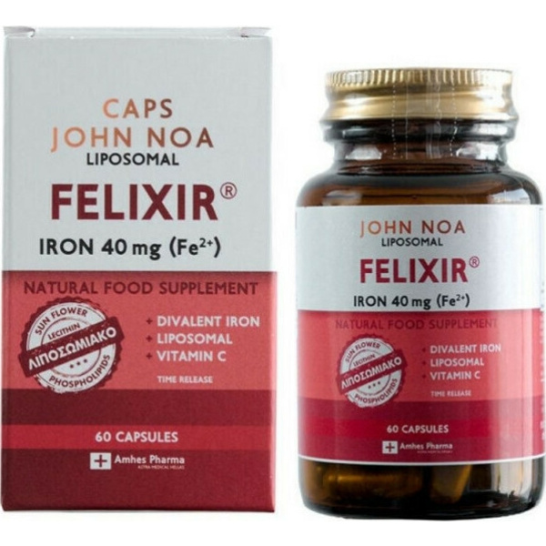 JOHN NOA Liposomal Felixir Iron 40mg + Vitamin C  Συμπλήρωμα Διατροφής Σιδήρου 60 Caps