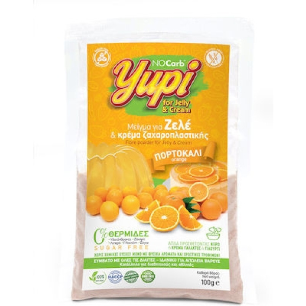 NOCARB Yupi Μείγμα για Ζελέ & Κρέμα Ζαχαροπλαστικής - Πορτοκάλι, 100g