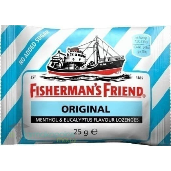 FISHERMAN'S FRIEND Original Καραμέλες για τον Πονόλαιμο με Μινθόλη & Ευκάλυπτο - Χωρίς Ζάχαρη, 25gr