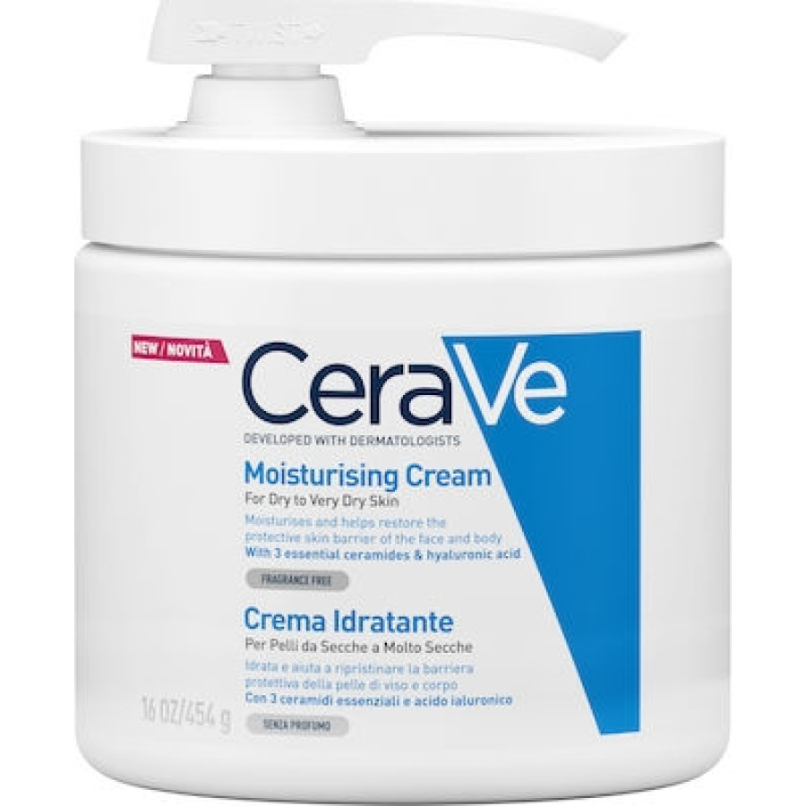 CERAVE Moisturising Cream Ενυδατική Κρέμα για Ξηρό έως Πολύ Ξηρό Δέρμα με Αντλία, 454gr