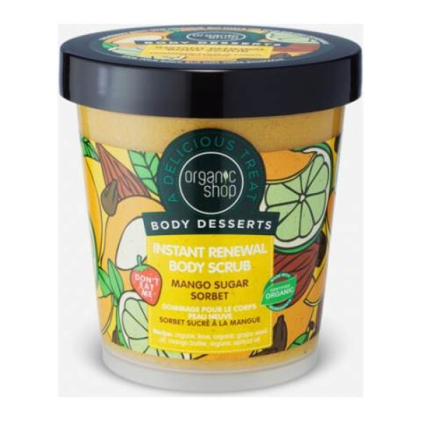 ORGANIC SHOP Body Desserts Mango Sugar Sorbet Μάνγκο & Ζάχαρη Απολεπιστικό Σώματος Άμεσης Ανανέωσης, 450ml