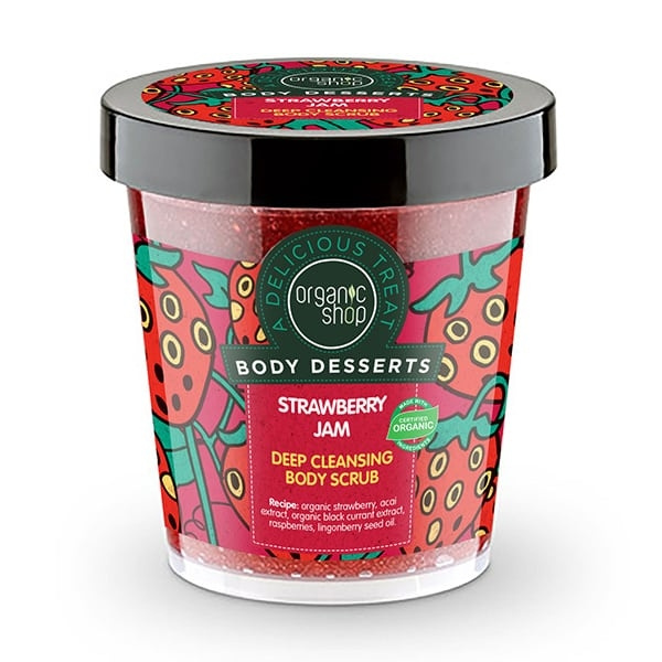 ORGANIC SHOP Body Desserts Strawberry Jam Μαρμελάδα Φράουλα Απολεπιστικό Σώματος για Βαθύ Καθαρισμό, 450ml