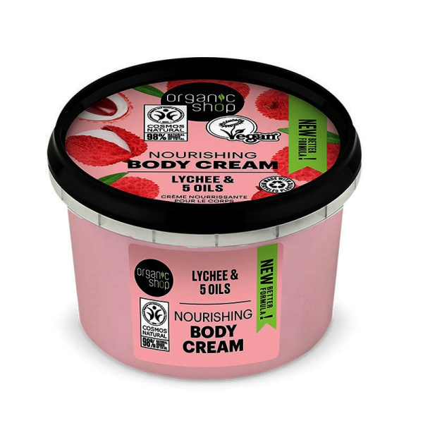 ORGANIC SHOP Nourishing Body Cream Lychee & 5 Oils Κρέμα Σώματος, 250ml