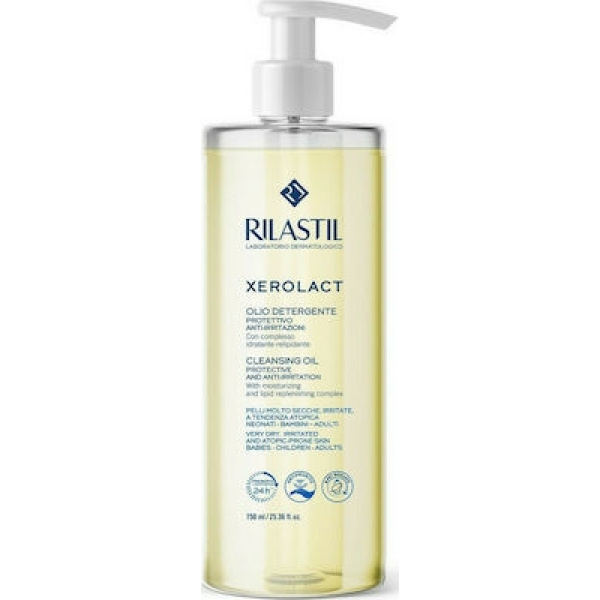 RILASTIL Xerolact Cleansing Oil Promo (400ml Επιπλέον Προϊόν) Ελαιώδες Καθαριστικό για Αναπλήρωση Λιπιδίων με Φυσιολογικό pH 5,5 για Επιδερμίδες με Τάση Ατοπίας, 750ml