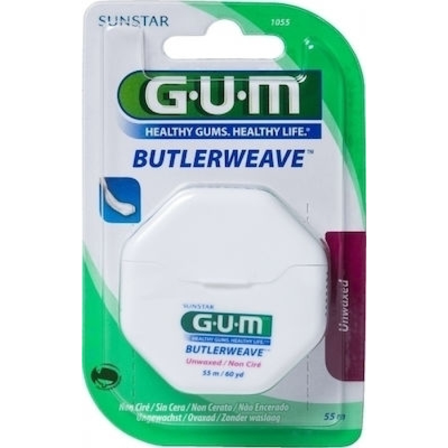 GUM 1055 Butlerweave Floss Οδοντικό Νήμα Μη Κηρωμένο 55m 1 Τεμάχιο