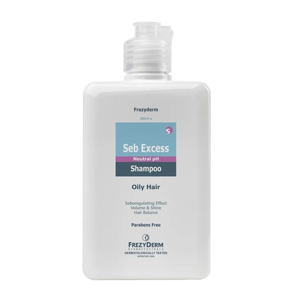 FREZYDERM Seb Excess Shampoo Απαλό Σαμπουάν που Ρυθμίζει & Εξισορροπεί τη Λιπαρότητα, 200ml