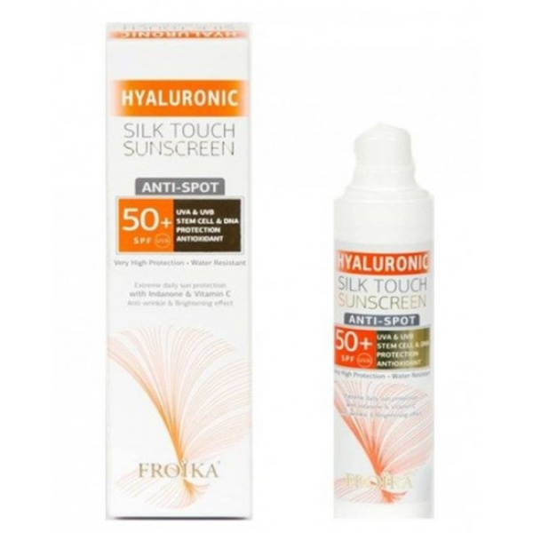 FROIKA Hyaluronic Silk Touch Suncare Anti-Spot Cream SPF50+ Αδιάβροχη Αντιηλιακή Κρέμα Προσώπου για Πρόληψη Πανάδων με Αντιρυτιδικούς Παράγοντες, 50ml