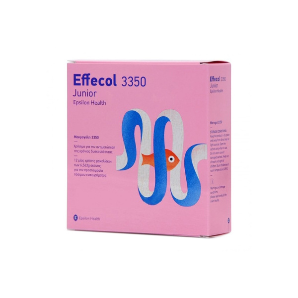 EPSILON HEALTH Effecol 3350 Junior Μακρογόλη για την αντιμετώπιση της δυσκοιλιότητας, 12 sachets x 6.56 gr