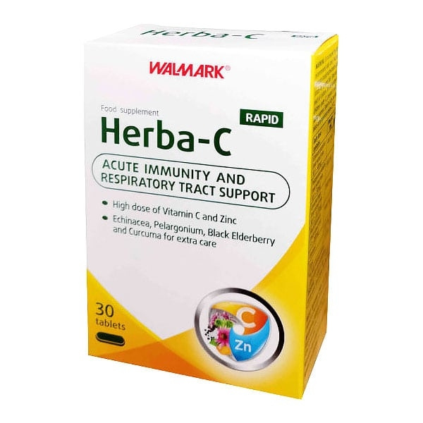 WALMARK Herba-C Rapid Πολυβιταμινούχο Συμπλήρωμα Διατροφής με Βιταμίνη C & Ψευδάργυρο για Ενίσχυση του Ανοσοποιητικού, 30tabs