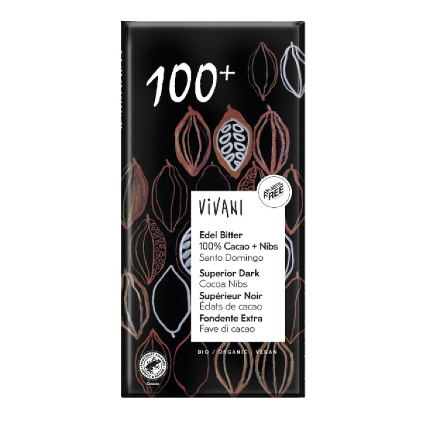 VIVANI Superior Dark Βιολογική Σοκολάτα με 100% Κόκκους Κακάο 80gr