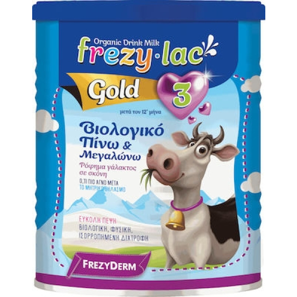 FREZYDERM FREZYLAC Gold 3 Πίνω & Μεγαλώνω Βιολογικό Ρόφημα Γάλακτος από τον 12ο Μήνα, 900g