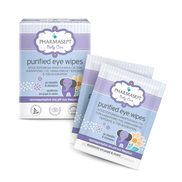 PHARMASEPT Baby Care Purified Eye Wipes Αποστειρωμένα Μαντηλάκια για τα Μάτια, 10τεμ