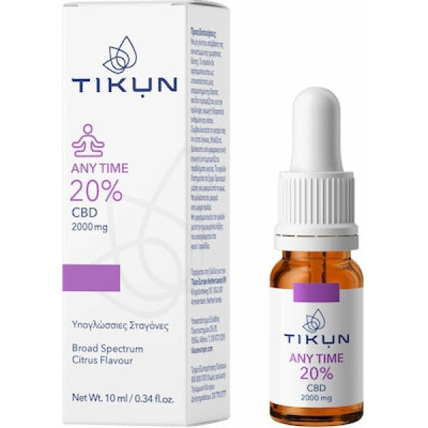 TIKUN CBD Any Time 20% Υπογλώσσιες Σταγόνες Ελαίου Κάνναβης, 10 ml