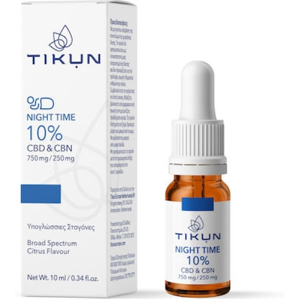 TIKUN Night Time 10% Υπογλώσσιες Σταγόνες Ελαίου Κάνναβης, 10ml