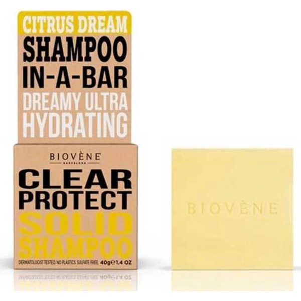 BIOVENE Clear Protect Solid Shampoo Σαμπουάν με αιθέρια έλαια Λεμονιού και Μοσχολέμονου για βαθύ καθαρισμό 40gr