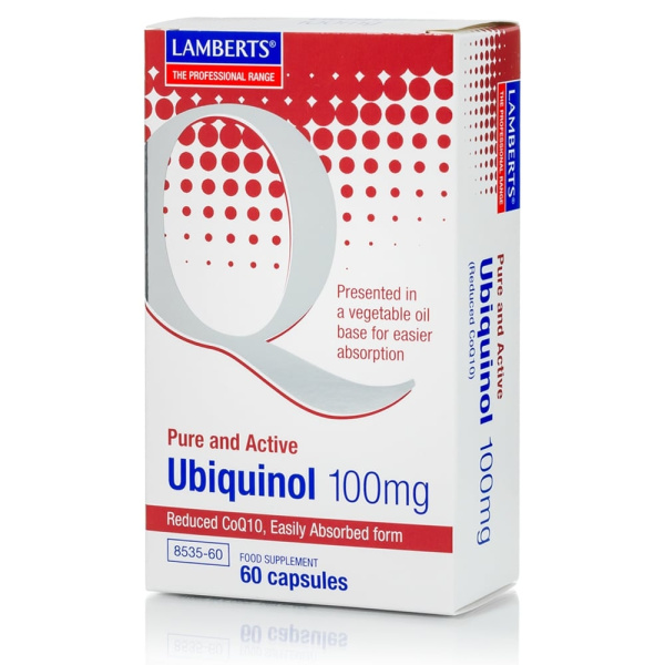 LAMBERTS Ubiquinol 100mg Συμπλήρωμα Διατροφής σε Ενεργή Μορφή του Συνενζύμου Q10 (ουμπικινόνη), 60caps
