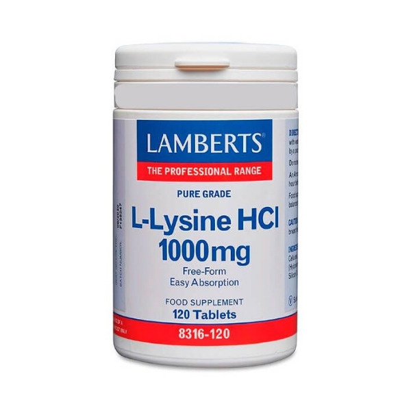 LAMBERTS L-Lysine HCL 1000mg Συμπλήρωμα Διατροφής με Λυσίνη, 120tabs
