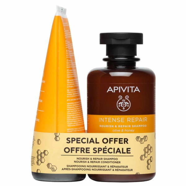 APIVITA Promo Intense Repair Σαμπουάν Θρέψης & Επανόρθωσης με Ελιά και Μέλι, 250ml & Κρέμα Μαλλιών, 150ml
