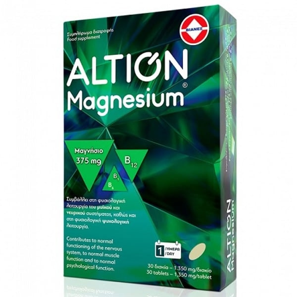 ALTION Magnesium Συμπλήρωμα Διατροφής με Μαγνήσιο 375mg, 30tabs
