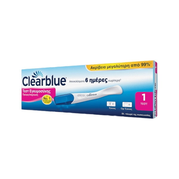 CLEARBLUE Τεστ Εγκυμοσύνης Clearblue Εξαιρετικά Πρώιμης Ανίχνευσης (10miu), Αποτελέσματα 6 Ημέρες Νωρίτερα, 1τεμ.