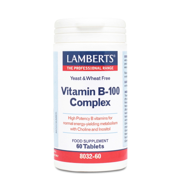 LAMBERTS Vitamin B100 Complex για ένα Υγιές Νευρικό Σύστημα, 60tabs