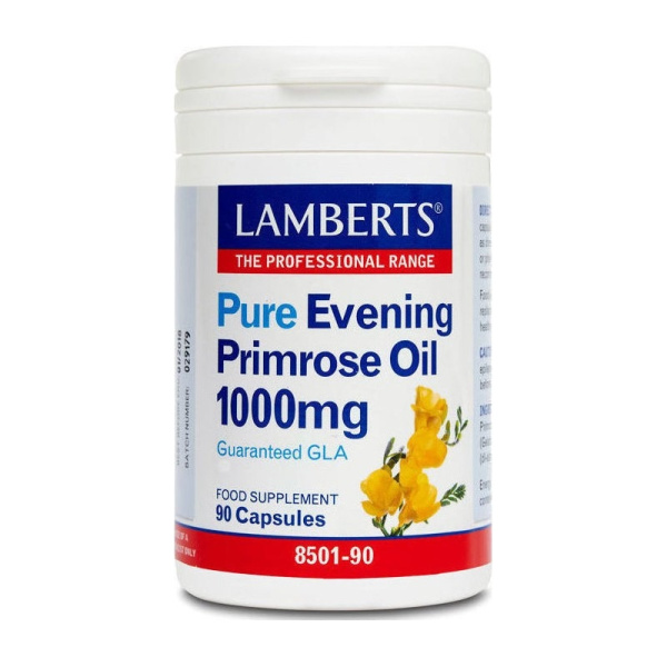 LAMBERTS Pure Evening Primrose Oil 1000mg Συμπλήρωμα με Γ-Λινολεϊκό οξύ 1000mg για Γυναίκες κατά τη Διάρκεια της Περιόδου και της Εμμηνόπαυσης 90caps