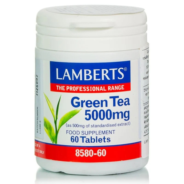 LAMBERTS Green Tea 5000mg Εκχύλισμα Πράσινου Τσαγιού με Ισχυρές Αντιοξειδωτικές Ιδιότητες 60Tabs