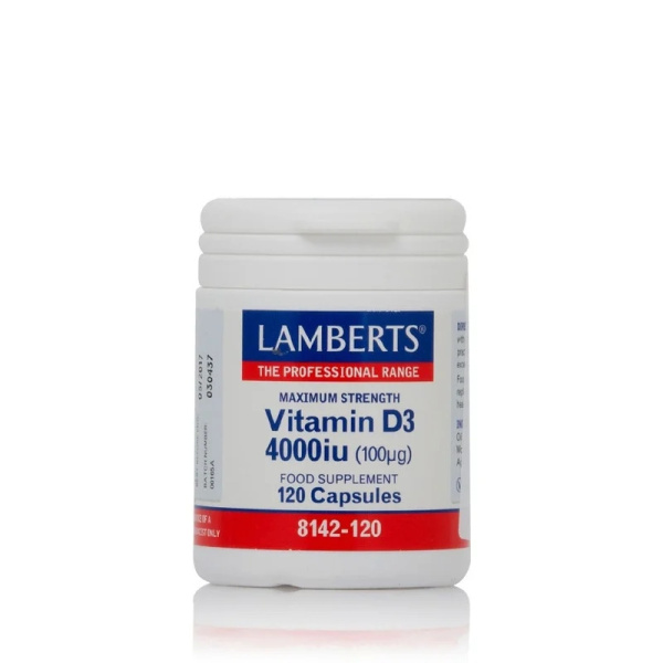 LAMBERTS Vitamin D3 4000IU Συμπλήρωμα Διατροφής Βιταμίνης D3 για την Καλή Υγεία του Μυοσκελετικού & Ανοσοποιητικού Συστήματος 120 Κάψουλες