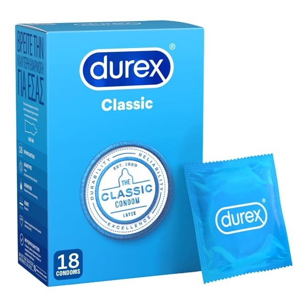 DUREX Classic Προφυλακτικά με Ήπια Λίπανση, 18τεμ