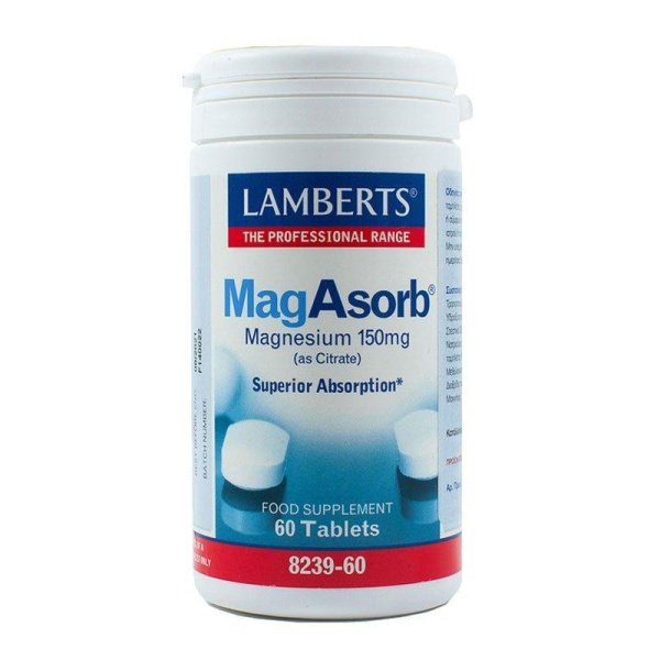 LAMBERTS Mag Asorb (Μαγνήσιο σε Μορφή Citrate) 60tabs