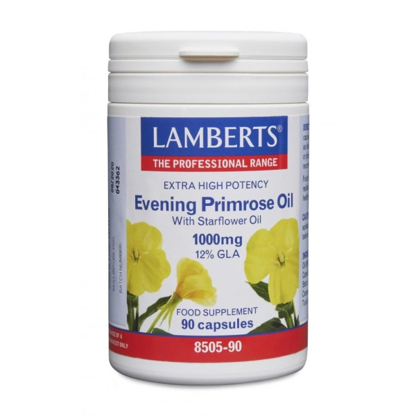 LAMBERTS Evening Primrose Oil with Starflower Oil, Συμπλήρωμα με Γ-λινολεϊκό οξύ (GLA), 90caps