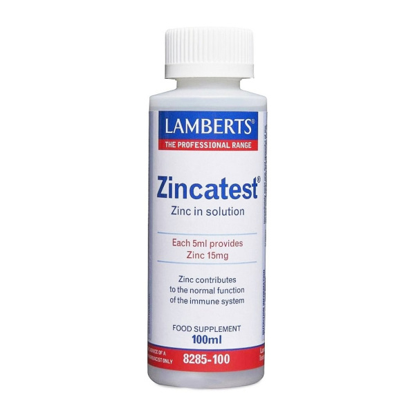 LAMBERTS Zincatest Διάλυμα Θειικού Ψευδαργύρου - Τεστ & Συμπλήρωμα Διατροφής Ταυτόχρονα, 100ml