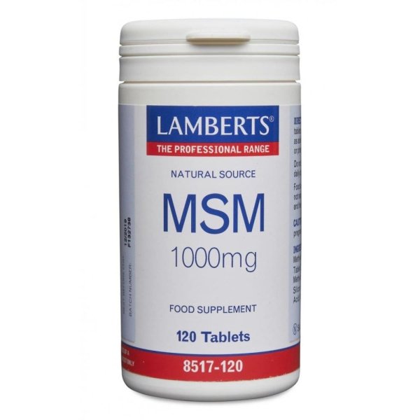 LAMBERTS MSM 1000MG Ιδανικός ‘Συνεργάτης’ της Γλυκοζαμίνης Βοηθάει στην Μείωση του Πόνου των Αρθρώσεων, 120 tabs