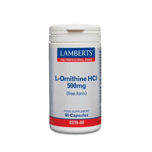 LAMBERTS L-Ornithine 500MG για την Λειτουργία του Ήπατος & του Ανοσοποιητικού Συστήματος, 60 caps