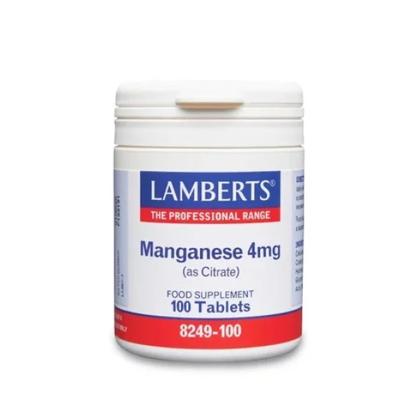LAMBERTS Manganese 4mg (as citrate) Συμπλήρωμα Διατροφής Μαγγάνιου, 100 caps