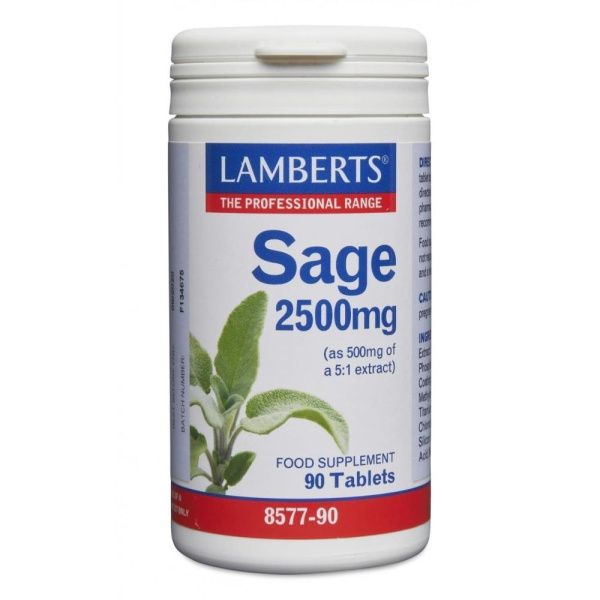 LAMBERTS Sage 2500mg Φασκόμηλο για την Διατήρηση της Μνήμης και την Μείωση των Συμπτωμάτων Εμμηνόπαυσης 90Tabs