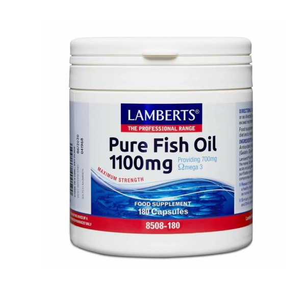 LAMBERTS  Pure Fish Oil 1100mg Συμπλήρωμα Ιχθυελαίων για Καρδιά, Αρθρώσεις, Δέρμα & Εγκέφαλο 180 Capsules
