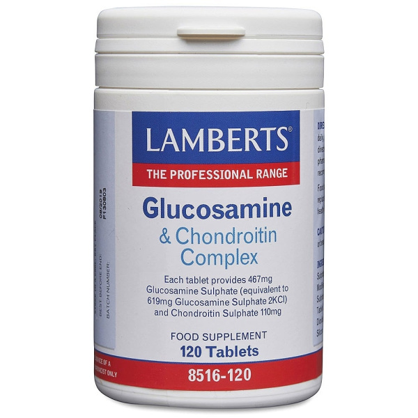 LAMBERTS Glucosamine & Chondroitin Complex Βοηθά στην Αναδόμηση του Αρθρικού Χόνδρου, 120tabs