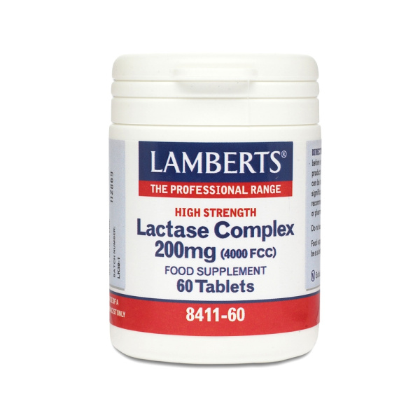 LAMBERTS Lactase Complex 350mg Συμπλήρωμα Φυσικής Λακτάσης για Μείωση των Συμπτωμάτων της Δυσανεξίας στη Λακτόζη, 60tabs