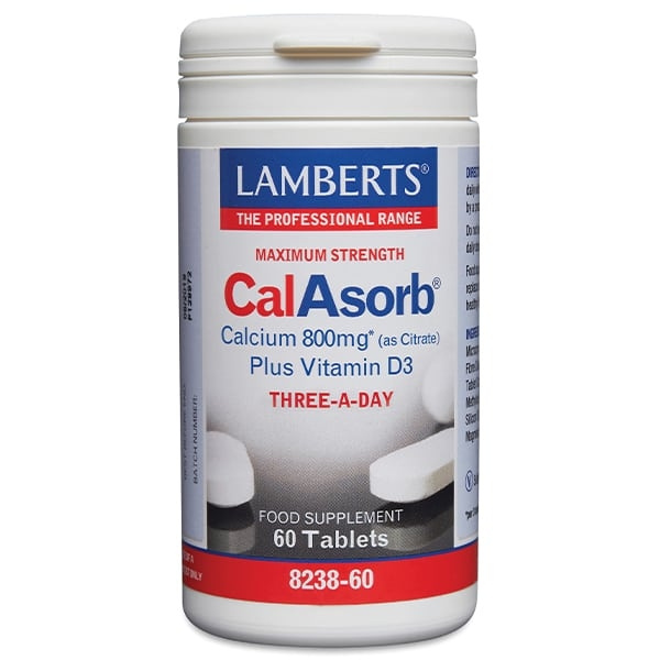 LAMBERTS CalAsorb Calcium 800mg Plus Vitamin D3 Three A Day 60tabs
